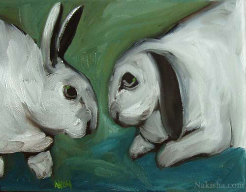 Two White Rabbitsi -Painting