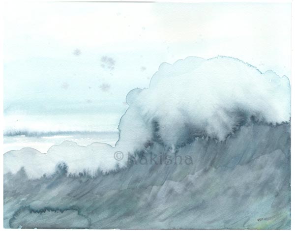 Blue Wave Watercolor by Nakisha