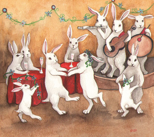 Dancing Rabbits -Rabbit Painting