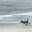 Black dog on a Stormy Beach - 2009