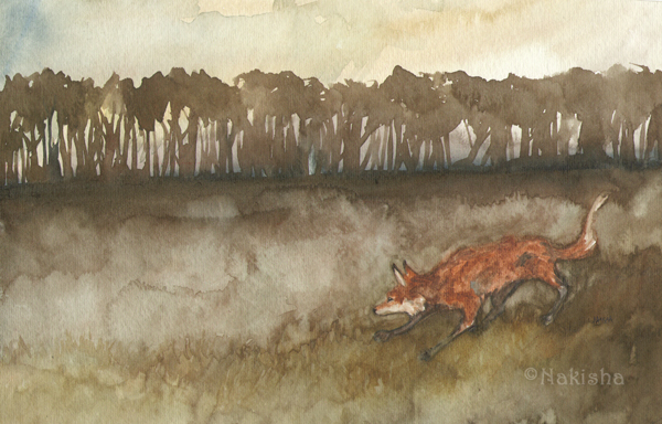 Watercolor Fox painting by Nakisha