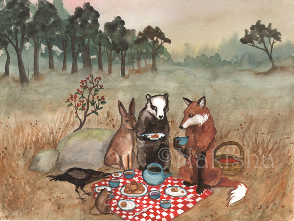 The Fox's Picnic -Painting by Nakisha