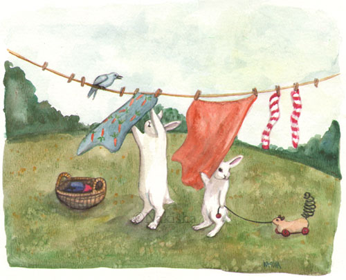 Laundry Day -Rabbit Painting