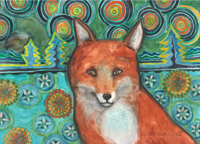 Mandala Fox -  Painting by  Nakisha Vanderhoeven