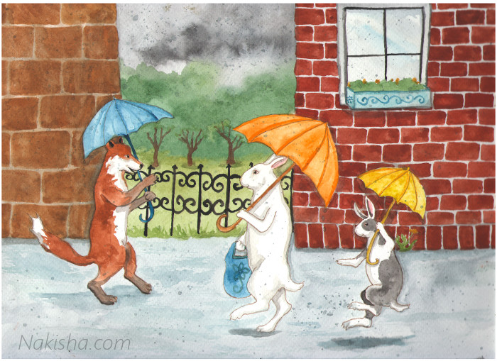 Rainy Day- Watercolor Painting by Nakisha