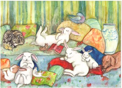 Afternoon Nap -Rabbit Painting