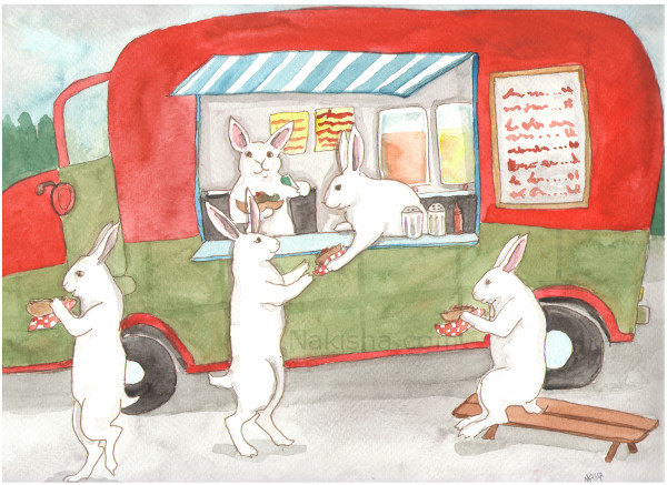 Taco Truck,  Watercolor Painting by Nakisha