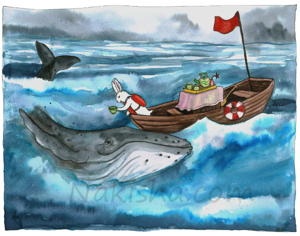Tea with Whale, Painting by Nakisha