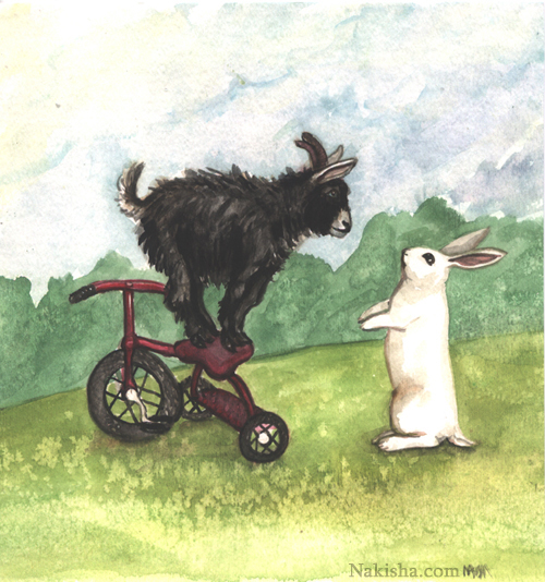 Goat and Tricycle Painting by Nakisha