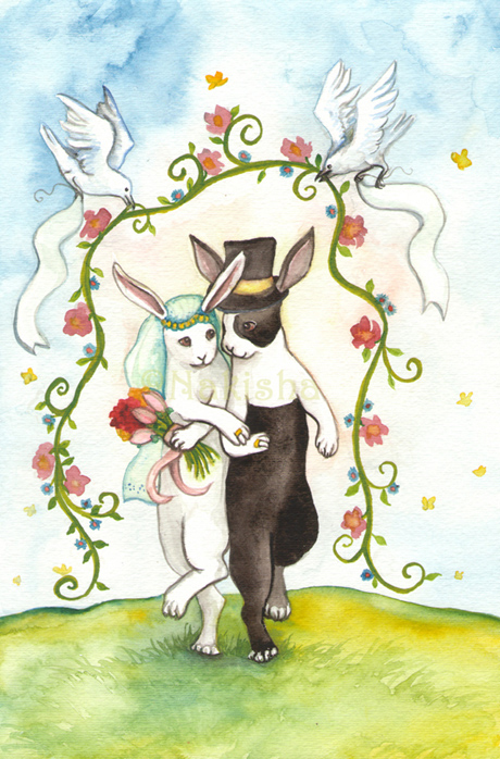 The Rabbit Wedding- painting by Nakisha